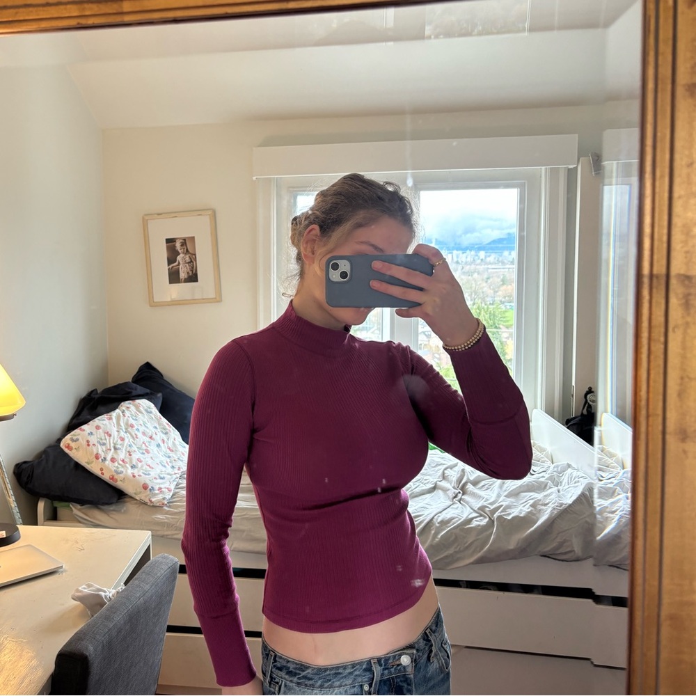 Free People Ribbed Long Sleeve Top - Pink